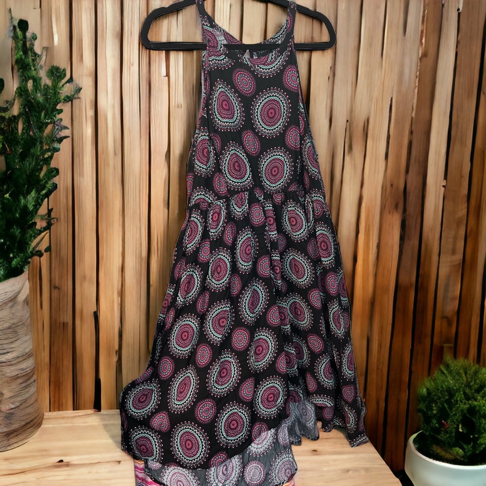Torrid Black Purple Medallion Hi-Lo Challis Tank Trapeze Dress 2x 18-20